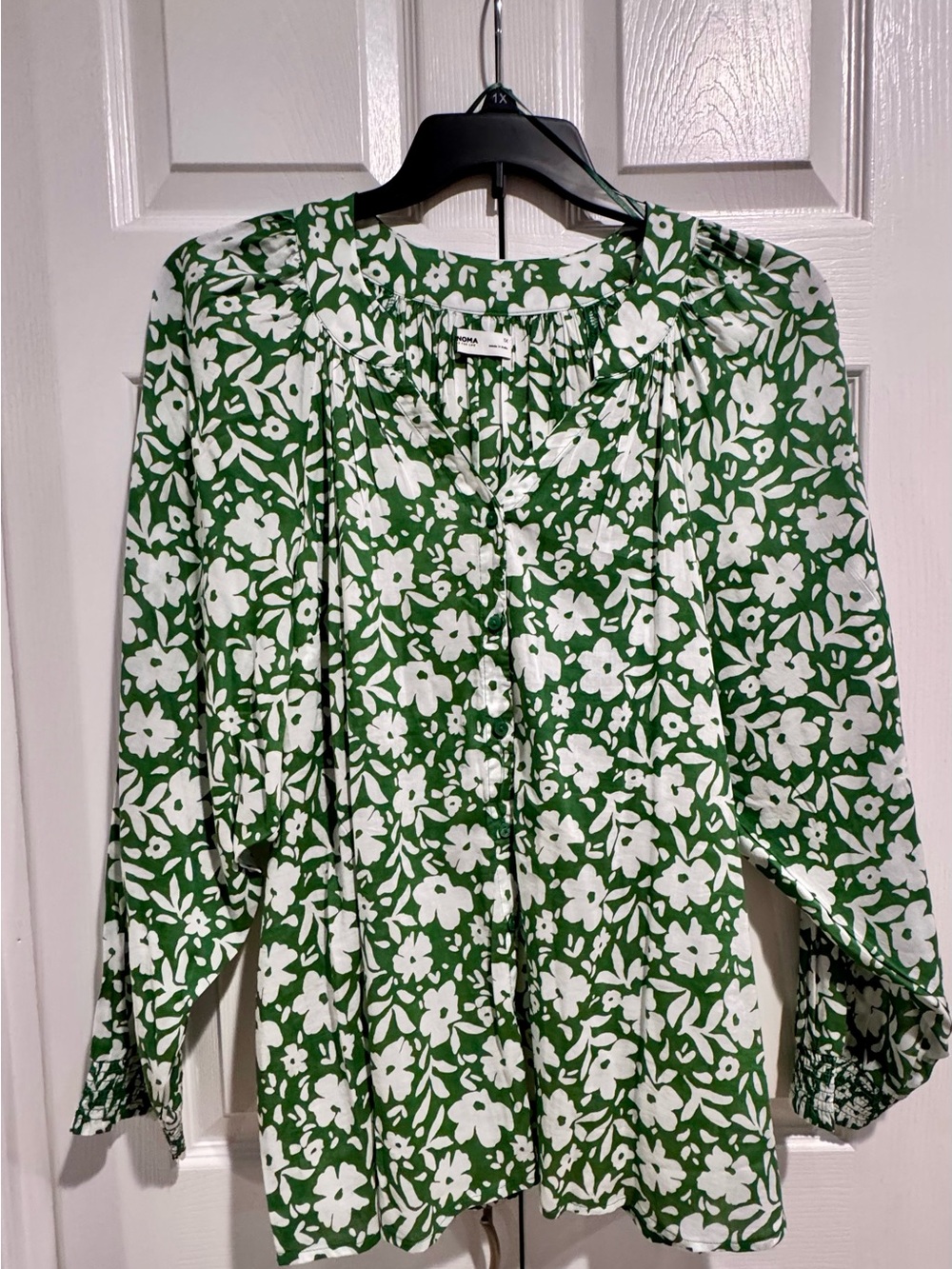 Sonoma Women’s Green Floral Button-Front Blouse